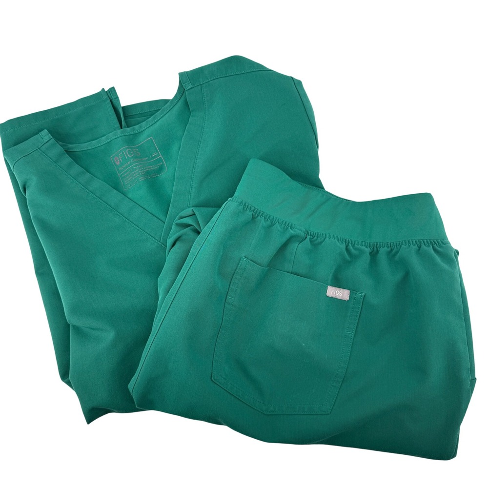 Figs Scrub Set‎ Catarina Pocket Top Zamora Jogger Pants Women 4XL Hunter Green